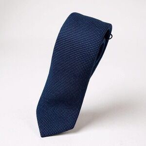 NWT Hugo Boss Men's 100% Silk Skinny Micro Pattern Blue Designer Tall Necktie